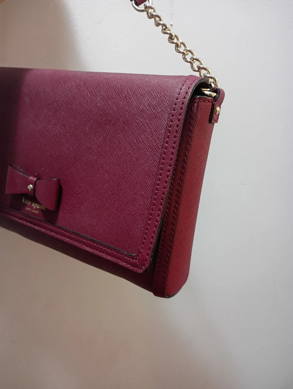 Kate Spade, NWOT, Women's, Crossbody Bag with Bow Detail, Color Burgundy